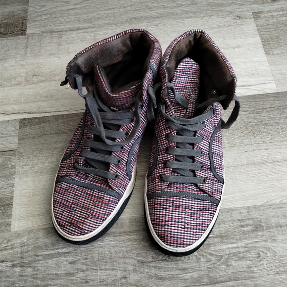 Lanvin Men's High-Top Sneakers Plaid 9 - Picture 1 of 6